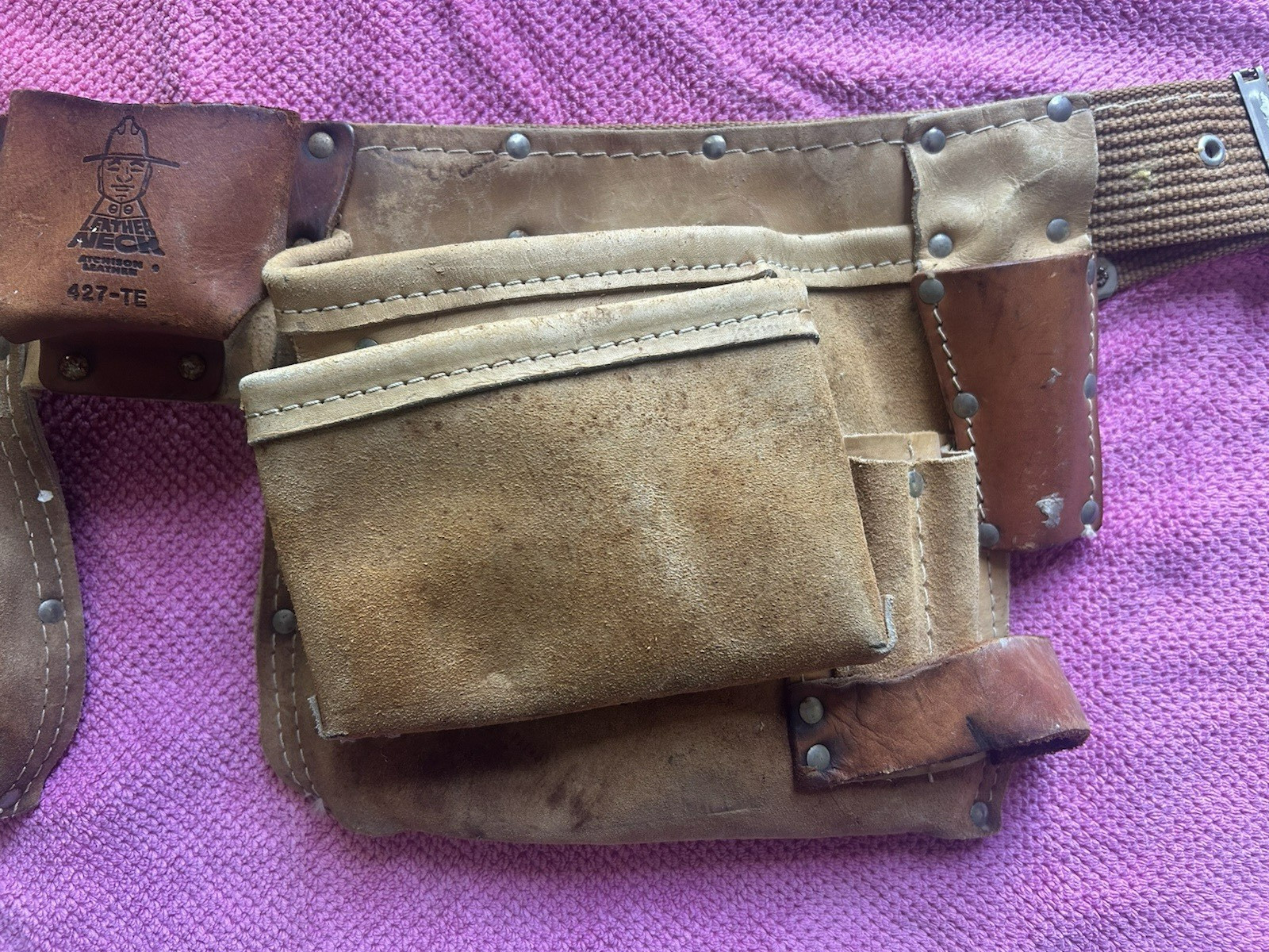 Vintage Atchison Leather – Leather Neck 427-TE multi pouch Tool Belt – USA Made!