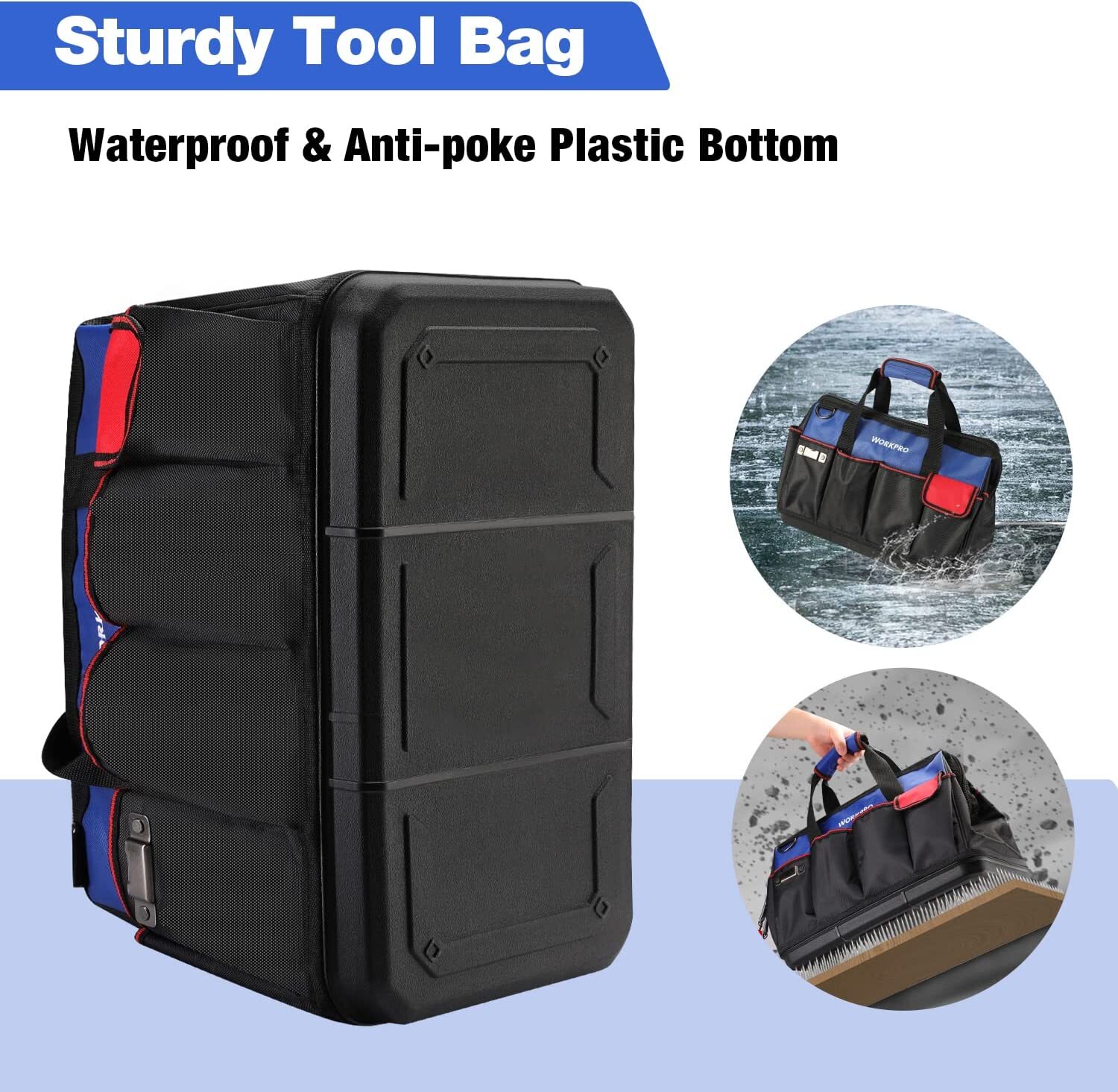 18″ Tool Bag Open Top Tool Organizer Bag with 20Pocket Adjustable Shoulder Strap