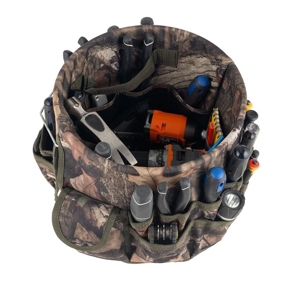 Mossy Oak Camo Bucketeer – 5 Gal. Bucket Tool Storage Organizer 600 Denier Poly