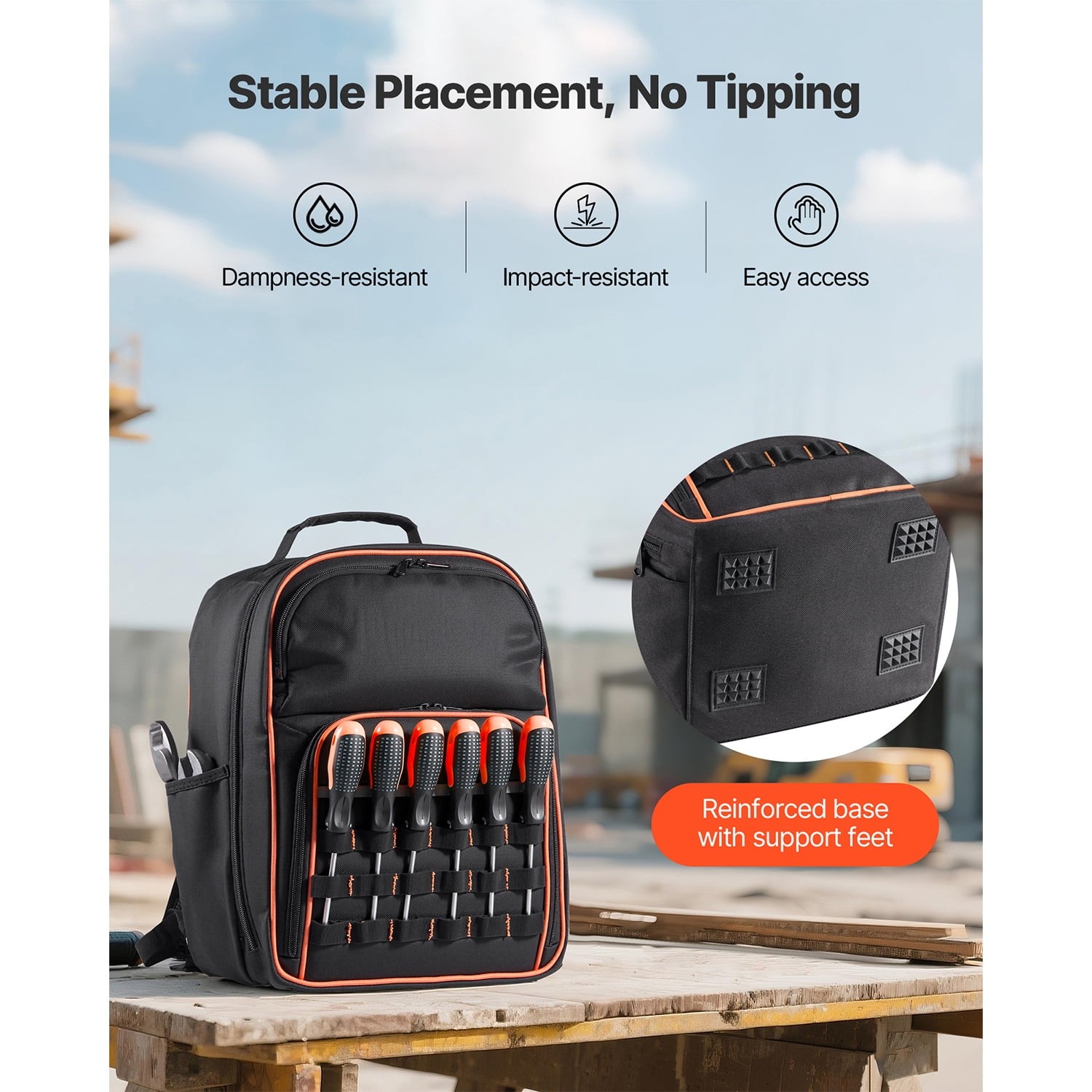 KFFKFF Tool Backpack with 49 Pockets, Durable Storage Organizer for Tools, Work
