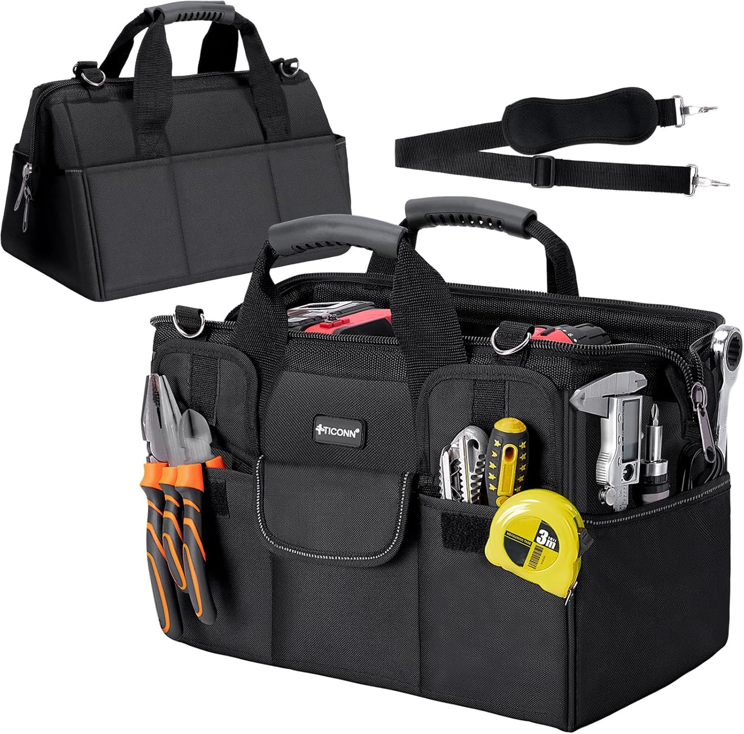Heavy Duty Tool Bag with Multi-Pockets, Portable Tool Box Organizer Storage Bag,