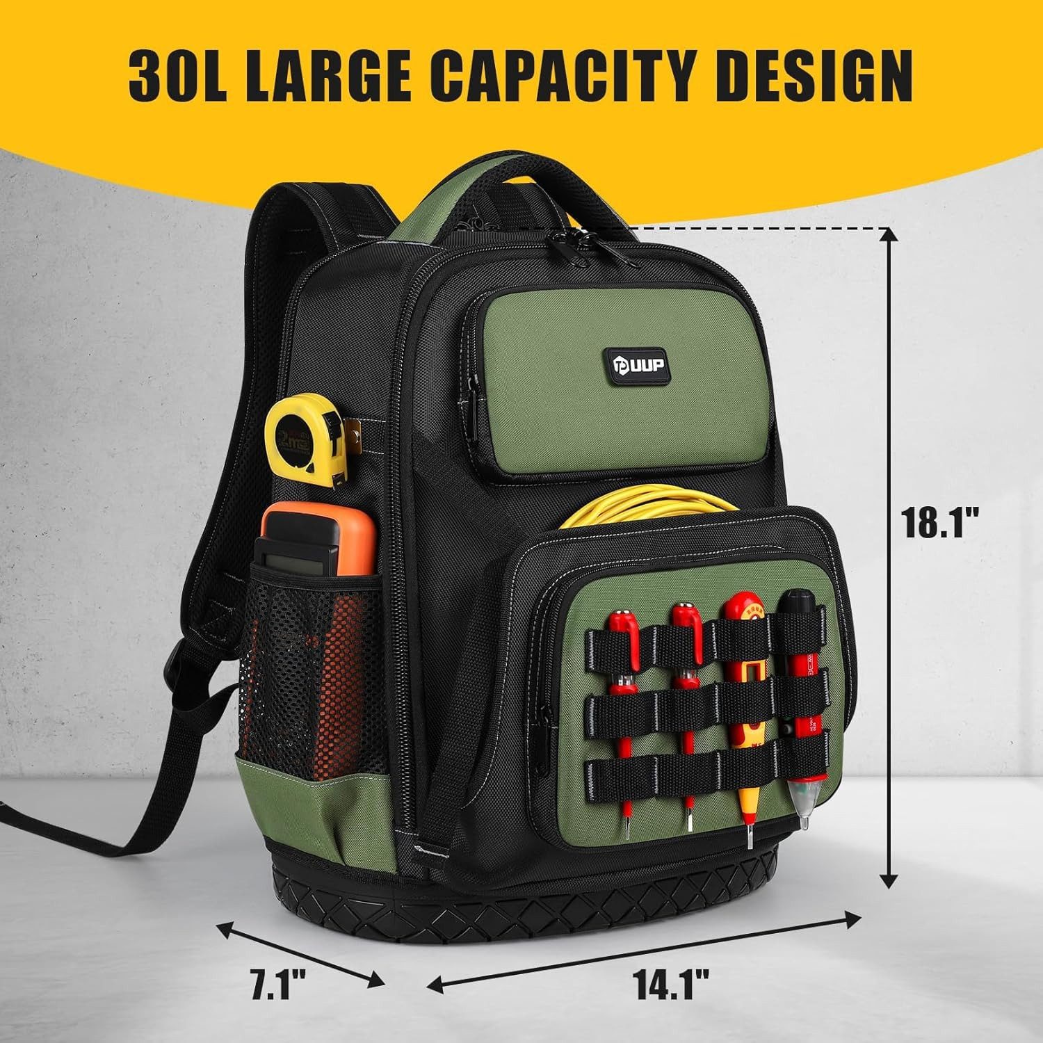 Heavy Duty Tool Backpack with Waterproof Bottom – Ideal for Tradesmen & Dads