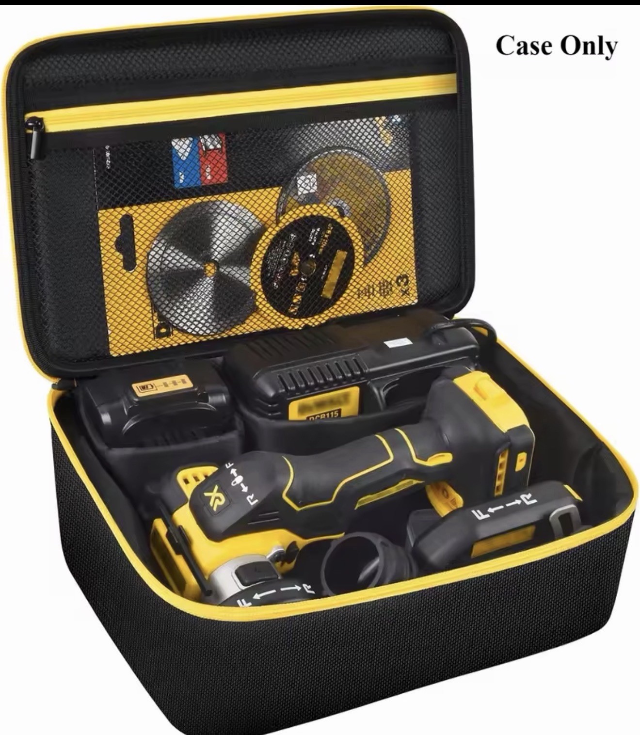 Black/Yellow Pearl Cotton Tool Bag Case w/ Handle, Zipper 11.5×7.5×4.93″