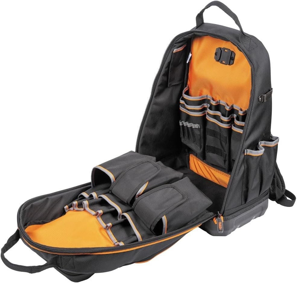 Spacious Tools and Gear Electrician Backpack with Molded Base and LED Support