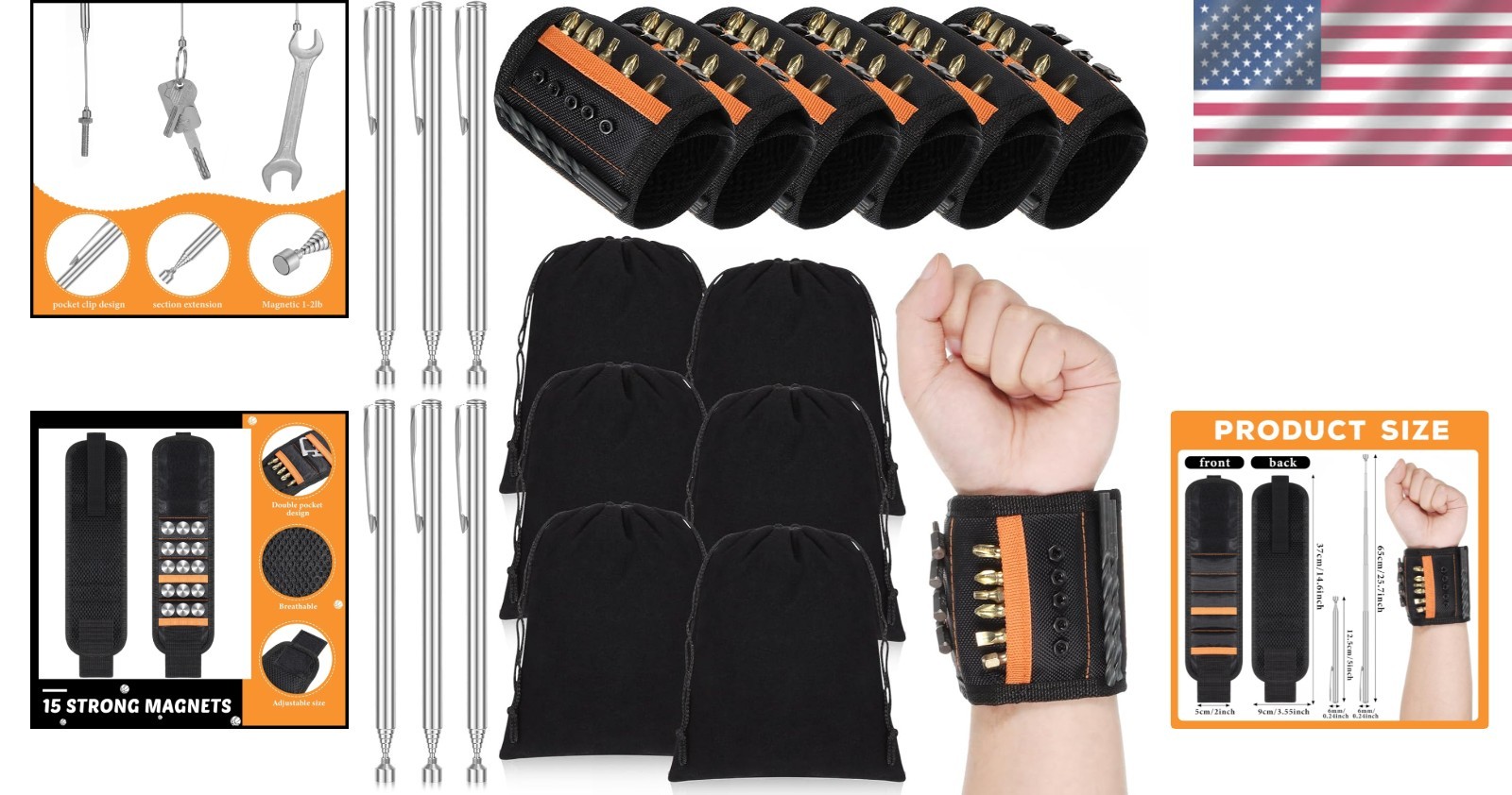 Elegant Magnetic Wristband & Retractable Tool Holder – Perfect Father’s Day Gift