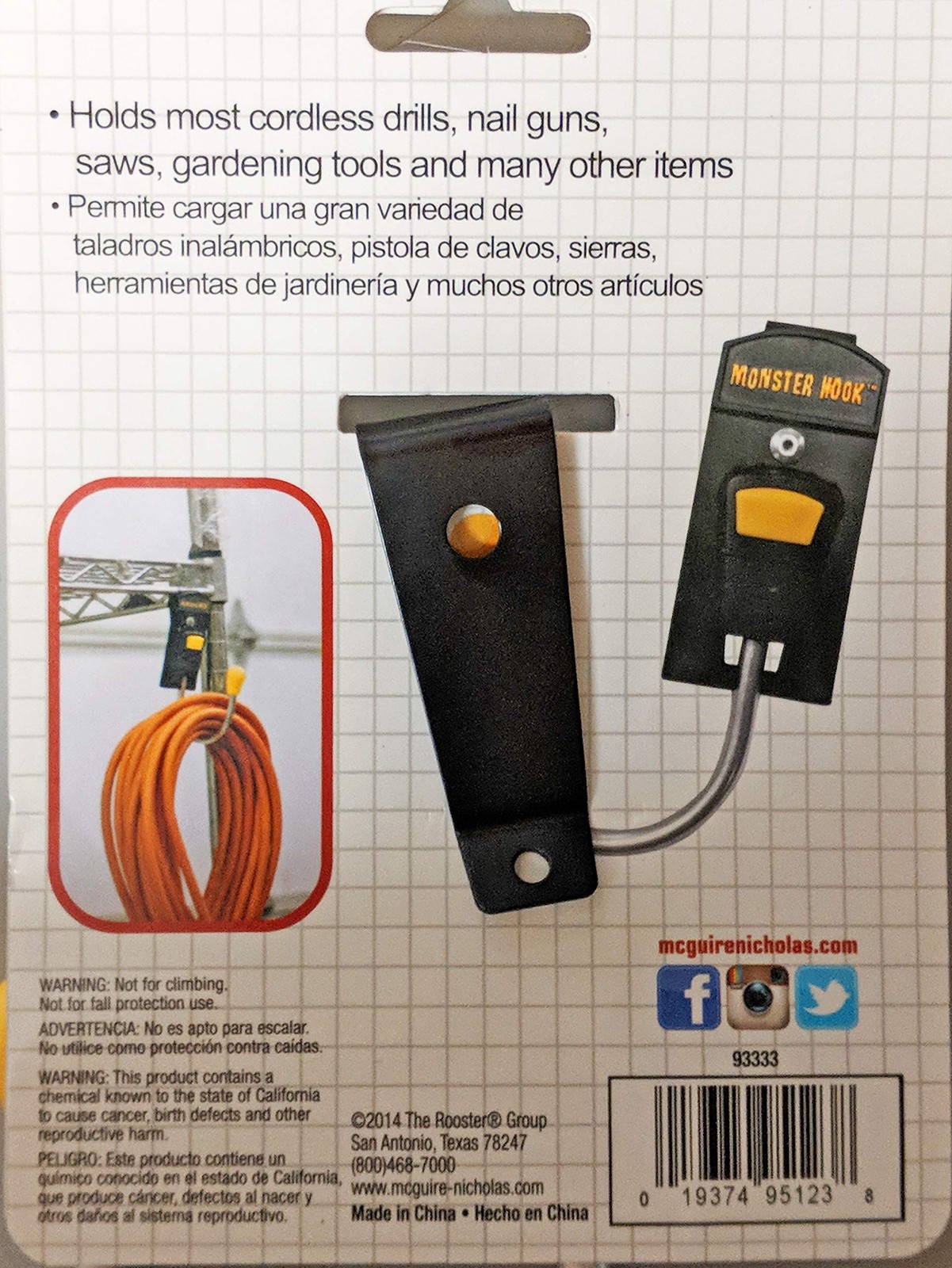 93333 Single Monster Hook, Yellow, Black