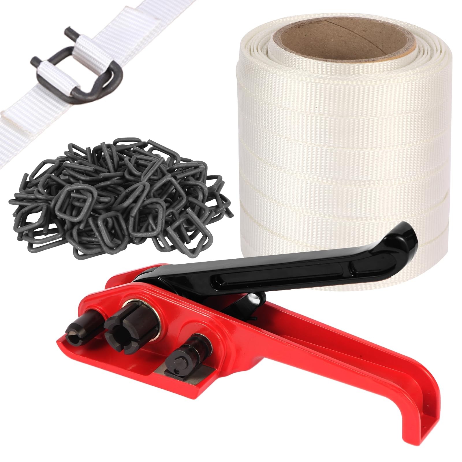 Woven Cord Banding Kit Pallet Packaging Tool 3/4″ x 147′ Strapping, White
