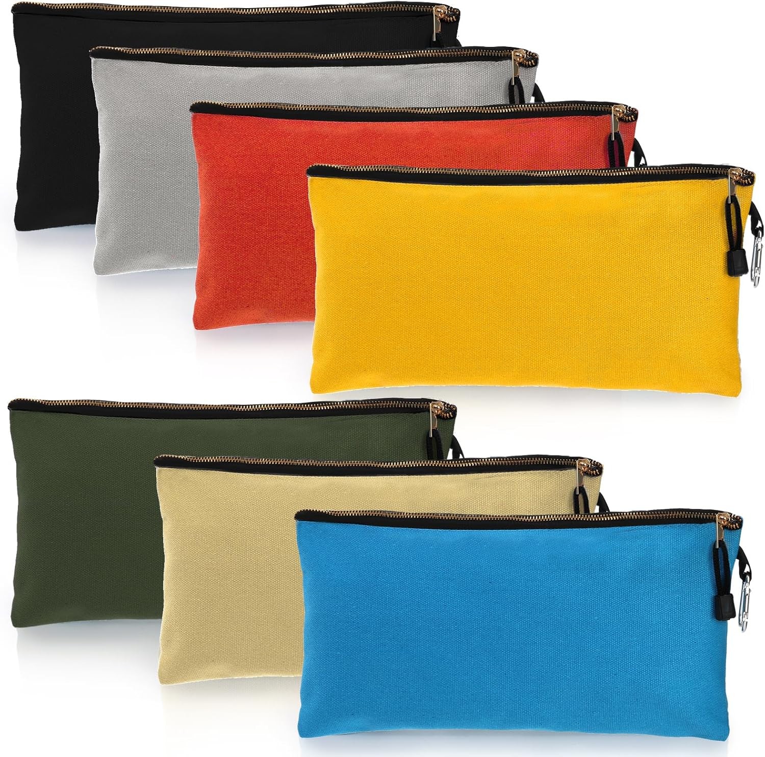 7 Pack Canvas Tool Pouch, 16 OZ Heavy Duty Zipper Utility Bags, 12″ x 7″ Multipu