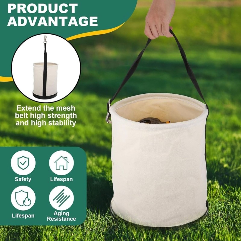 Large Capacity Work Tool Bag Rugged Canvas Utility Bucket Round Tool Bucket