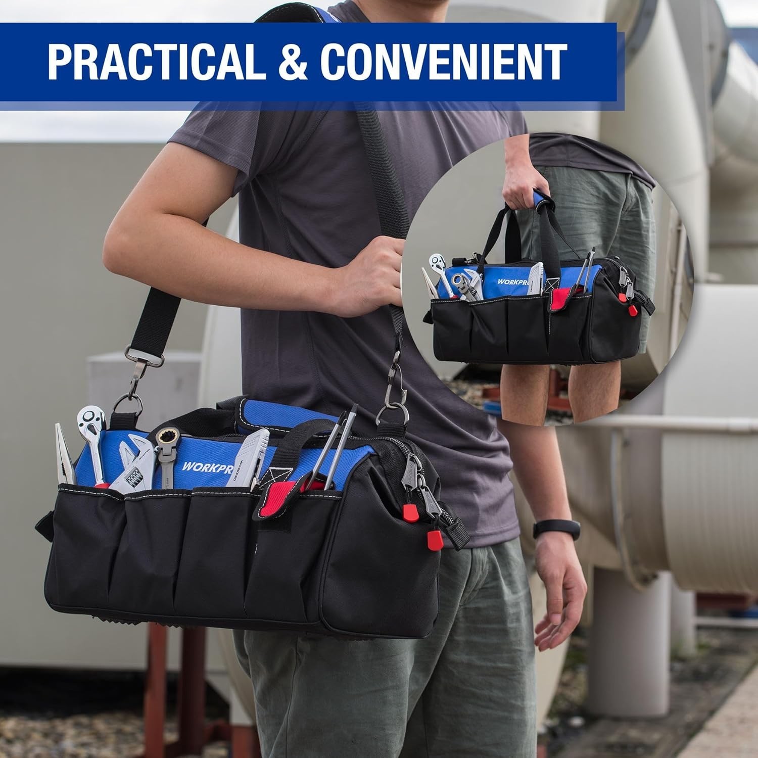 Heavy-Duty 18-Inch Tool Bag – Close Top Design with Comfortable Shoulder Strap