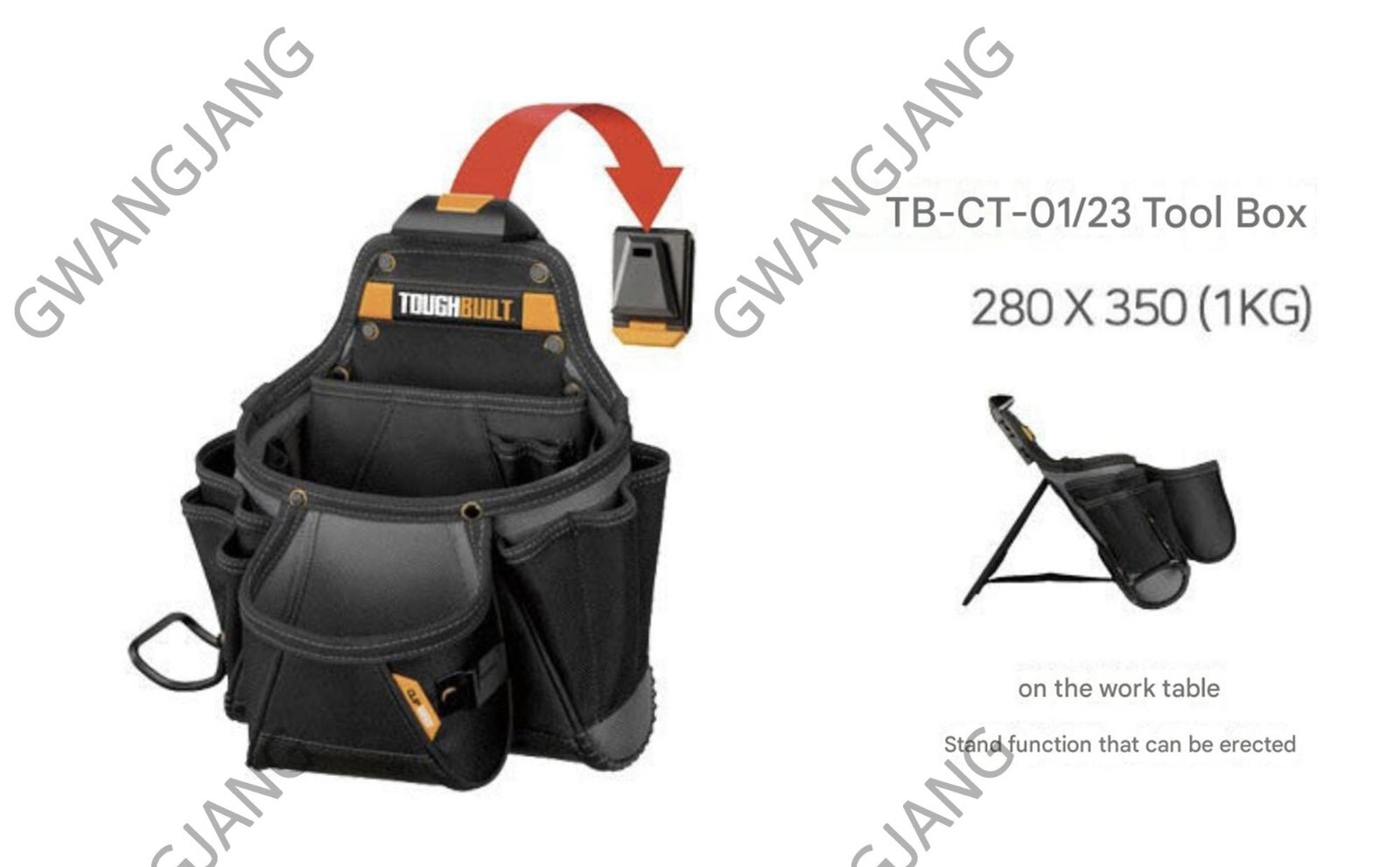 Full Set TOUGHBUILT TB-CT-101-5P Tool Belt DIY Easy Hand Work Famous Durable