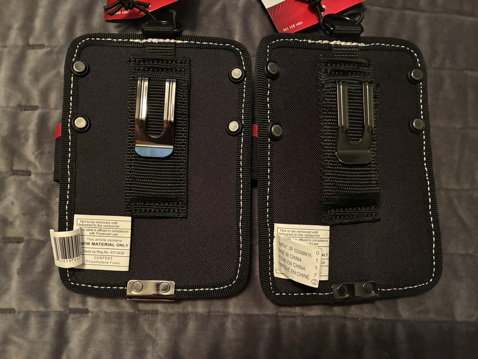 3 New Husky Handyman Clip On Tool Belts Pouch 5″ Red Black Great Gifts Too
