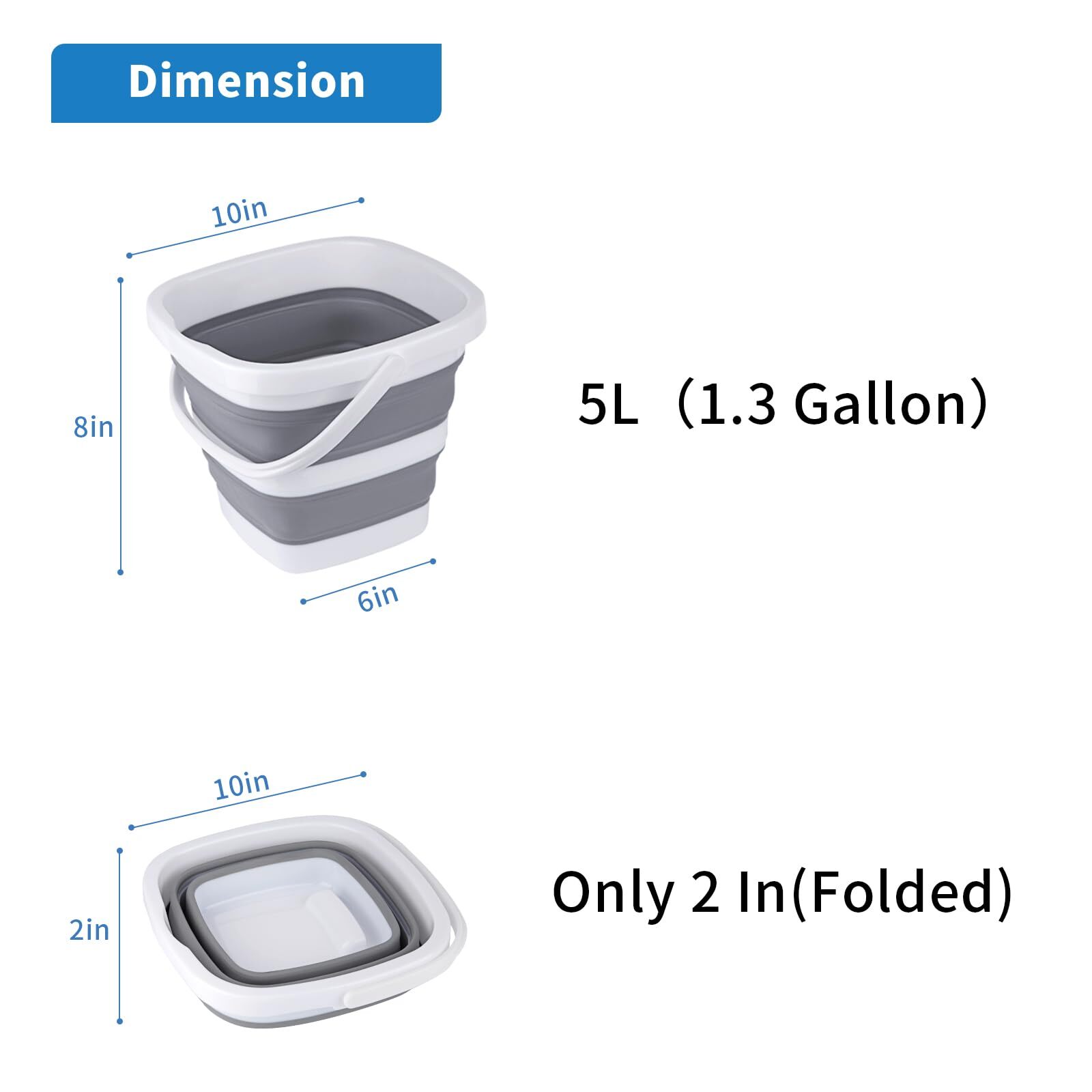 2 Pack Collapsible Buckets 5l 1.3gallon Small Cleaning Bucket For Household Port