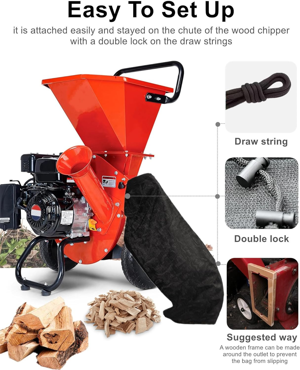 GS Alderaul Reusable Wood Chipper Collection Bag Heavy Duty, Universal 24X54 Inc