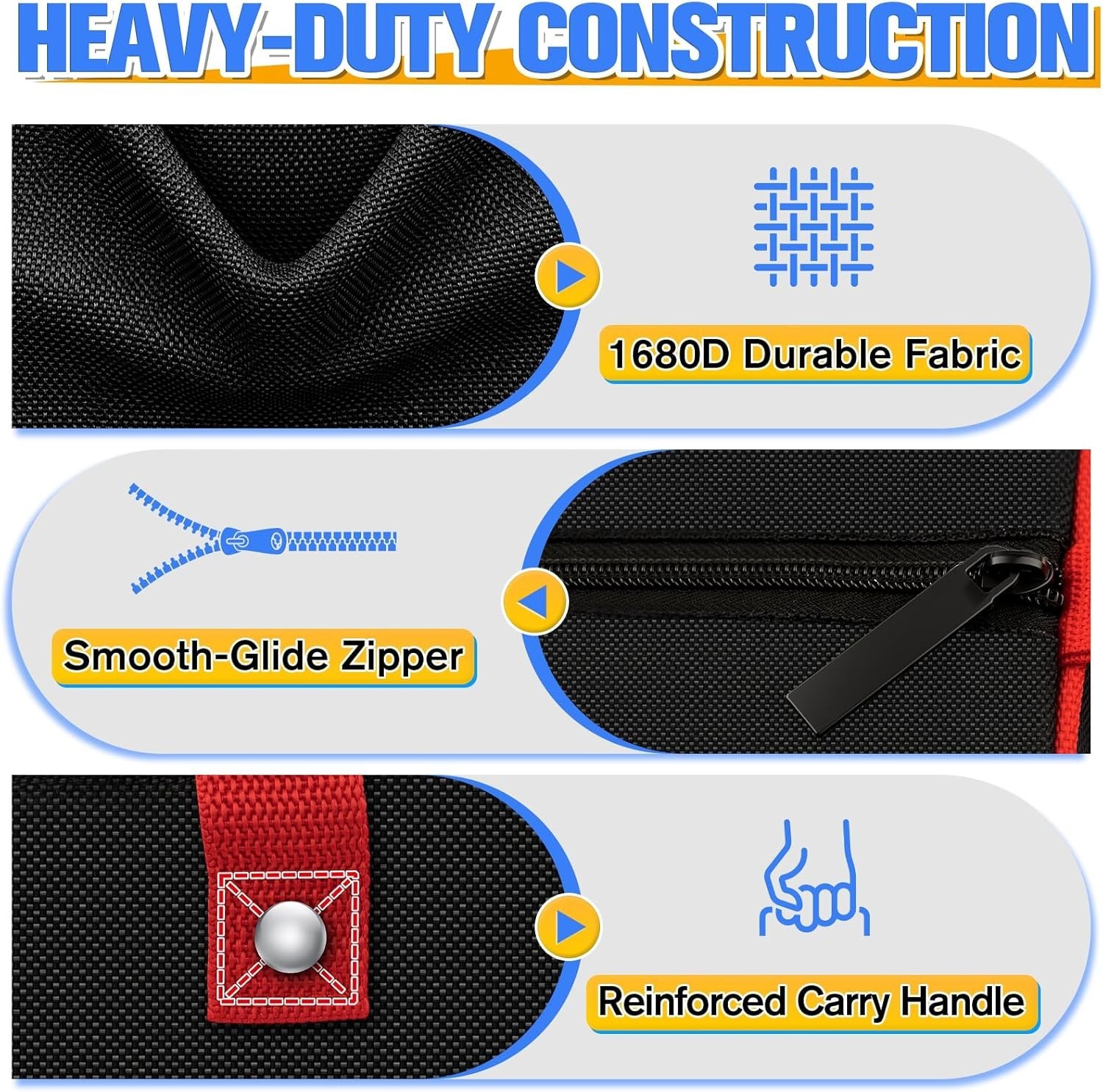 3 Pack Small Tool Bag, 9.5″ Portable Tool Bags for Men, Heavy Duty Storage To…