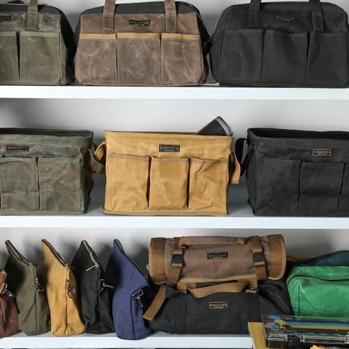 Tool Pouch, Heavy Duty 16oz Waxed Canvas Tool Bag, Rectangle Khaki-Single