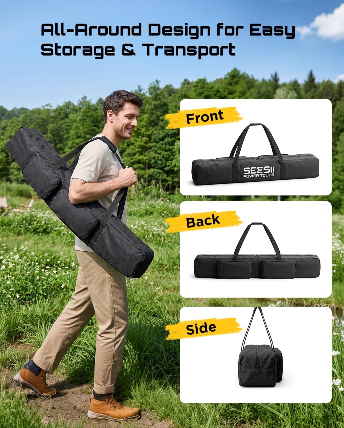 Universal 55-Inch Tool Storage Bag for Pole Saws, Hedge Trimmers & Pruners – Wat