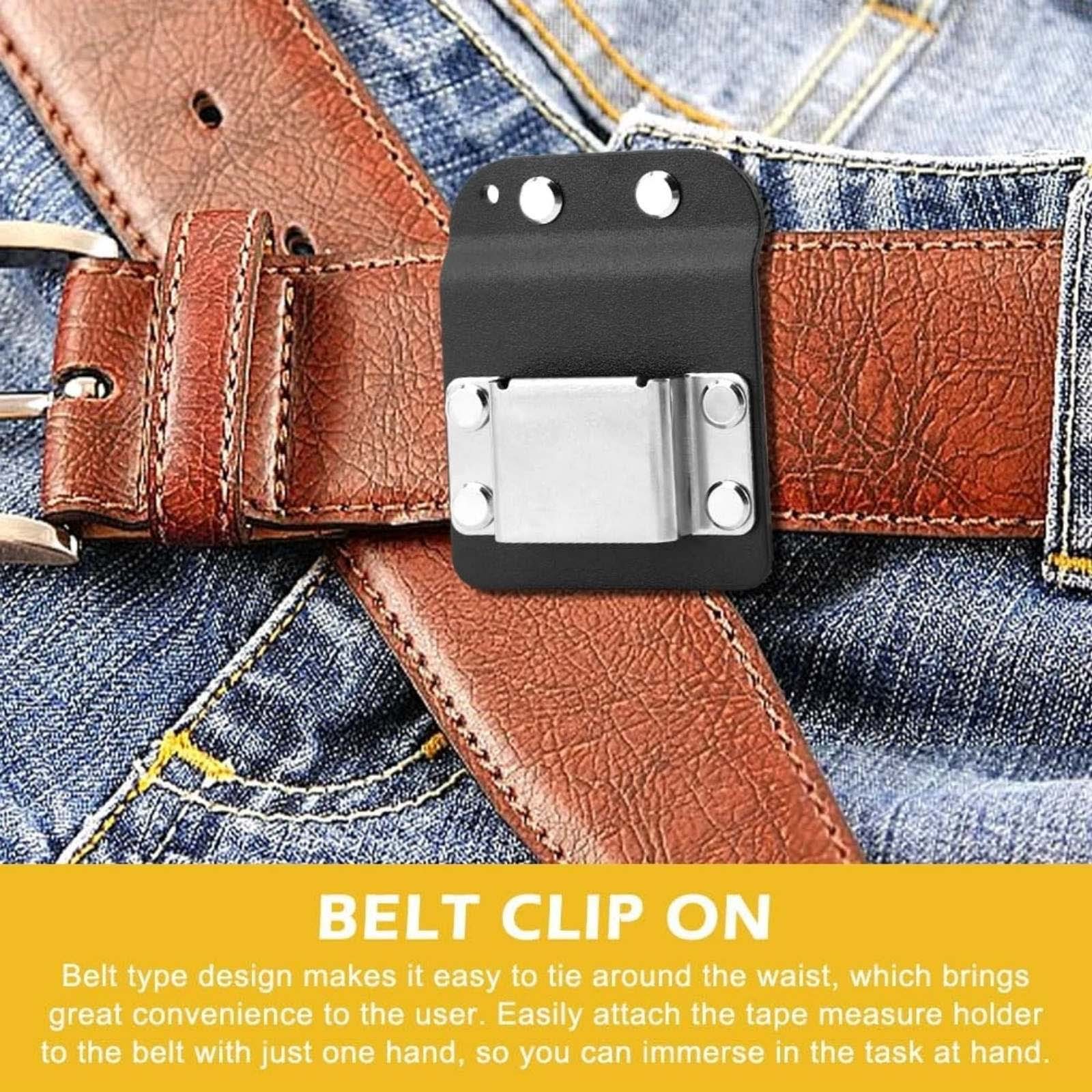 Tool Belt Clip Tape Measure Holder Black Metal Nylon Drill Holster Low Profile