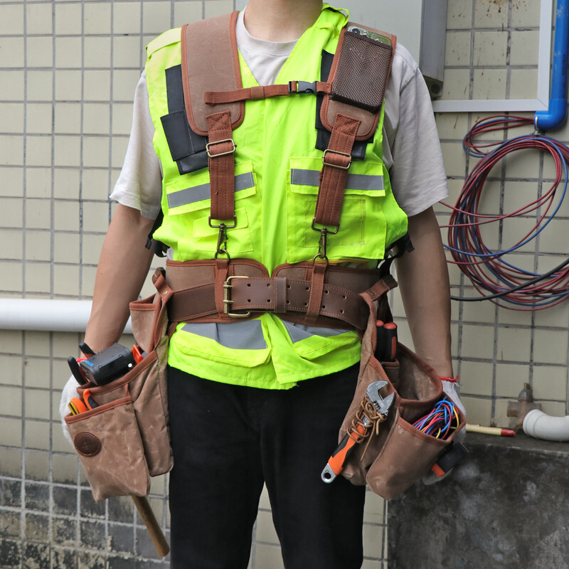TOURBON Electrician/Carpenter’s Tool Construction Bag Suspender Rig Belt Bag L