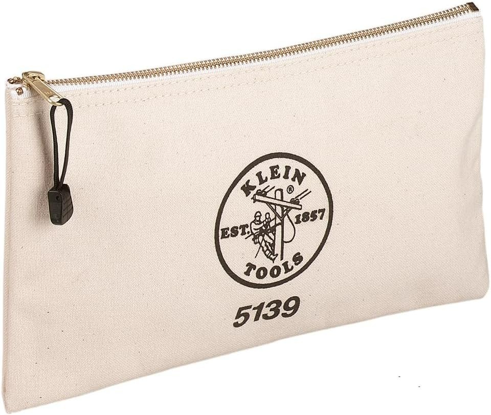 Elegant 12.5″ Canvas Tool Pouch with Strong Brass Zipper and Shoulder Strap