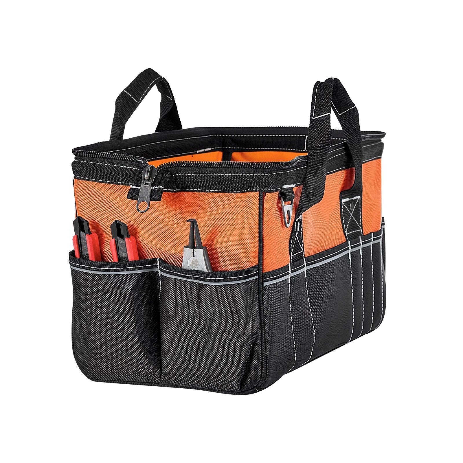 33 Pocket Tool Bag 15.7in 1680D Polyester Organizer with Power Tool Compartment