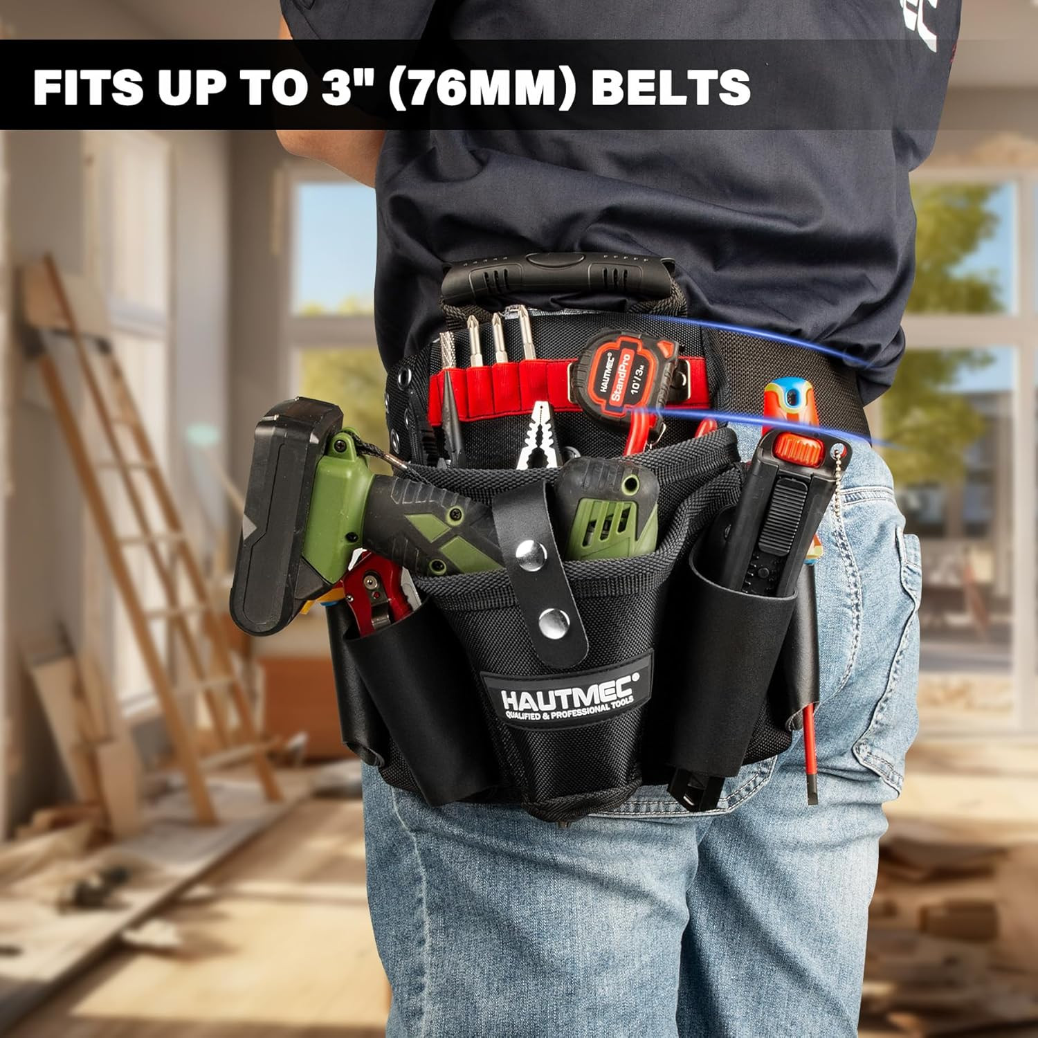 Heavy-Duty Tool Pouch with Drill Holster & Multi-Pockets – HT0410