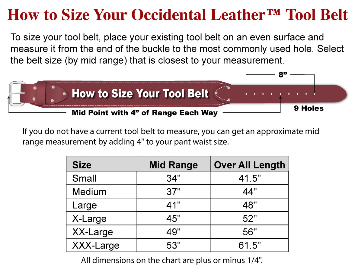 Occidental Leather 5080 Pro Framer Framing Tool Bag Belt (CHOOSE SIZE) USA