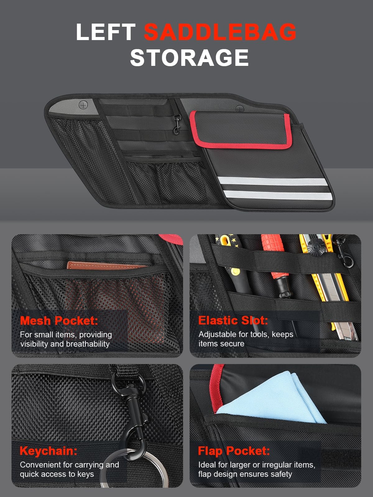 2-Pack Motorcycle Saddlebag Organizer Compatible with 2014-2025 Harley Davids…