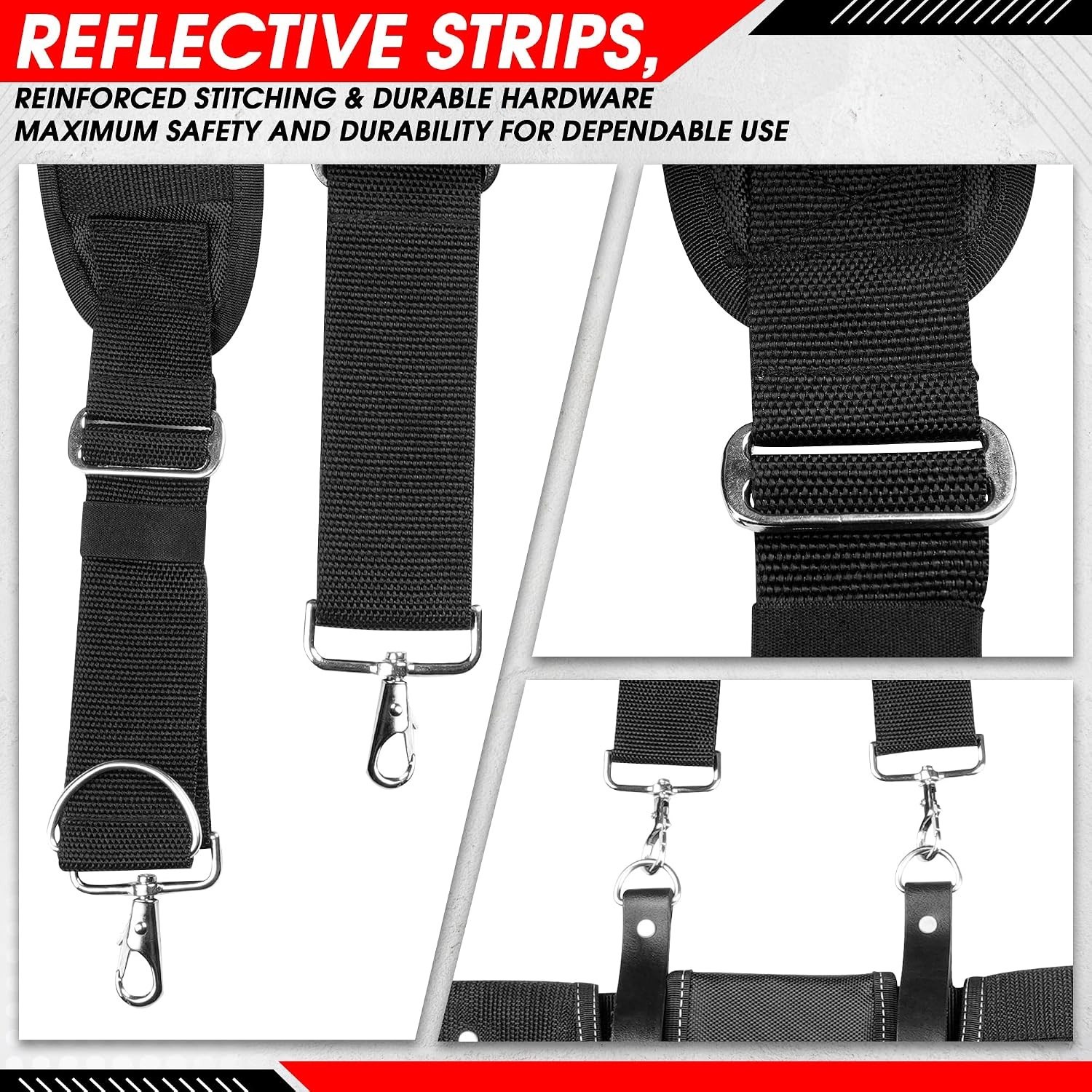 Tool Belt, 22 Pockets Tool Pouch with Suspenders for Men, Heavy Duty Adjustable