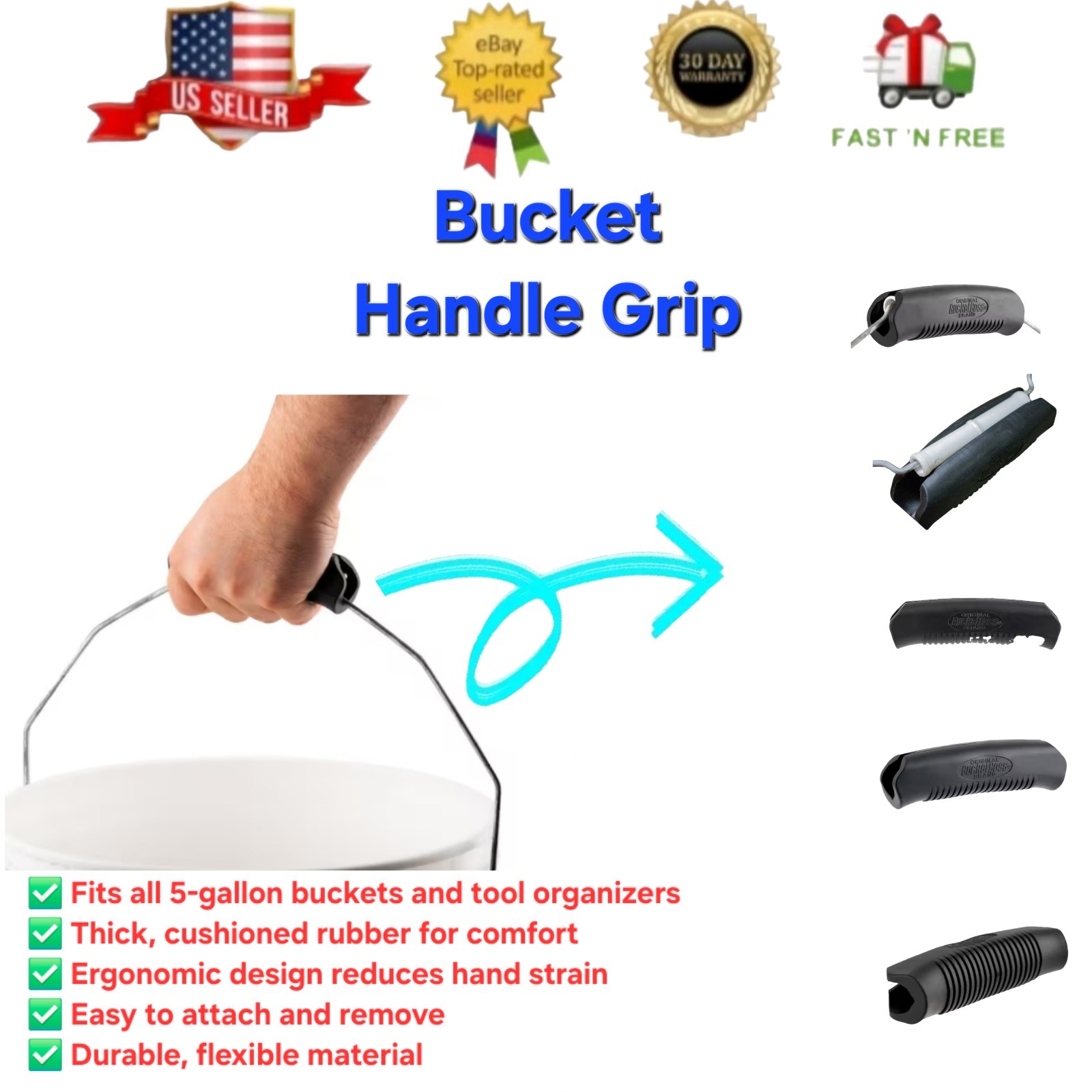 Bucket Boss Rubber Bucket Handle Grip