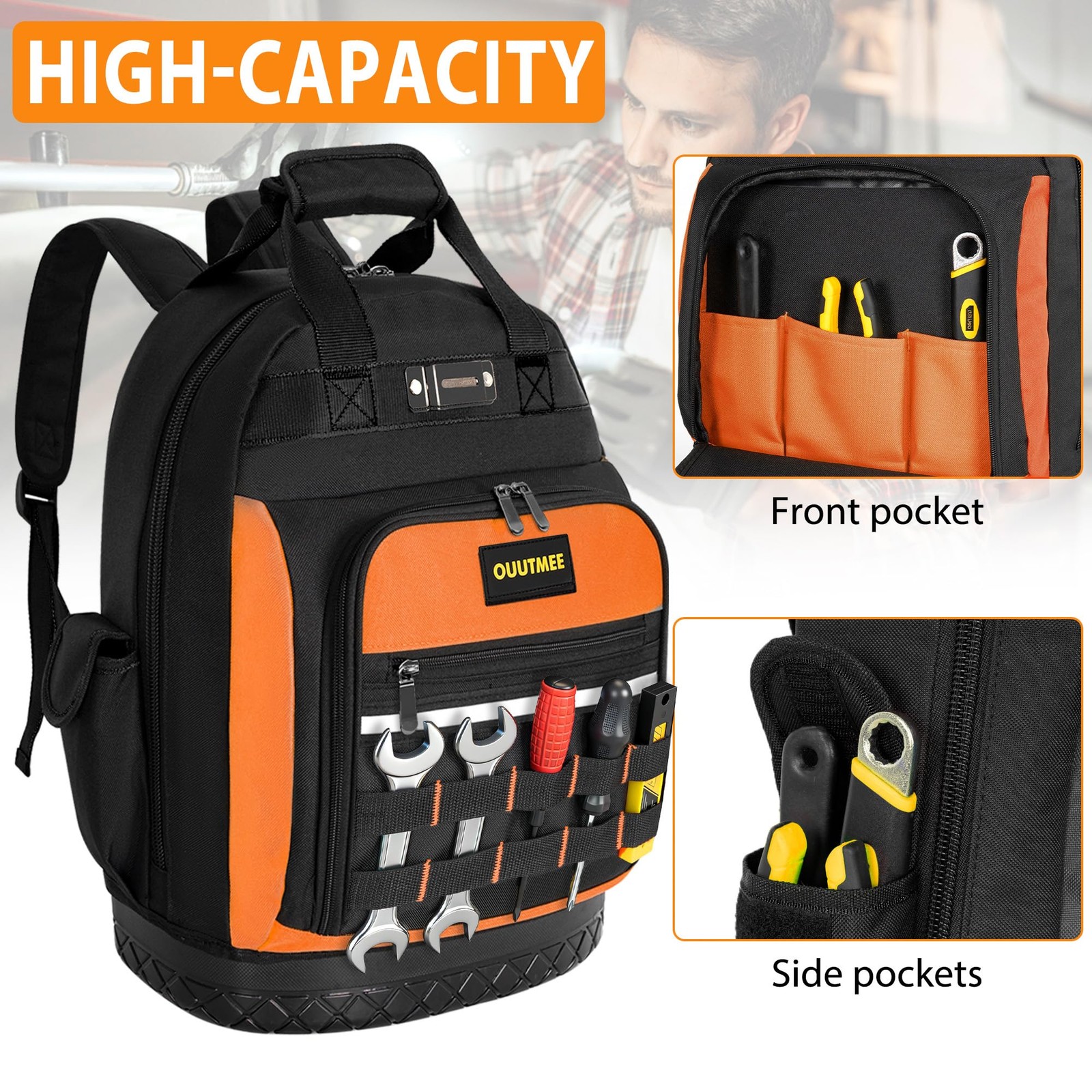 Tool Backpack Work Bag MultiPocket Repairman Electrician Handyman Black Gear