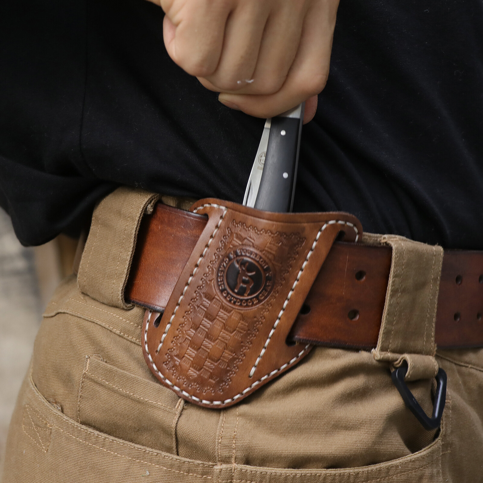 Leather Knife Sheath Belt Carry Pouch EDC Folding Pliers Tools Pocket
