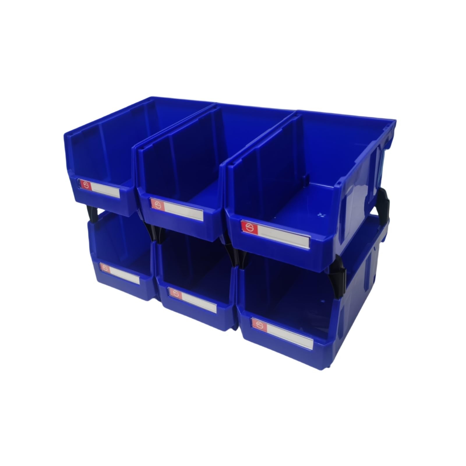 6 PCS Stackable Storage Bins Wall Mount Parts Rack Shop Screws Blue