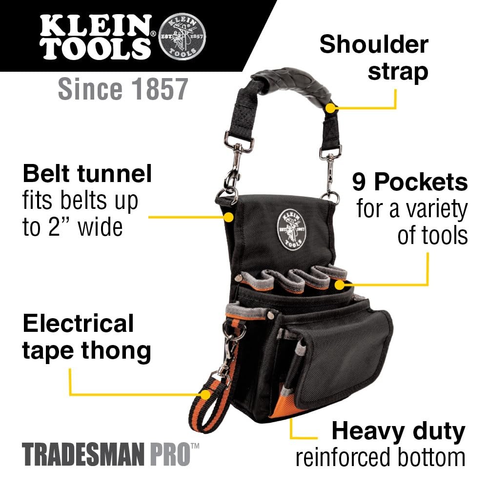 Klein Tools 5242 Tool Pouch, Tradesman Pro tool One Size, Black/Orange/Gray