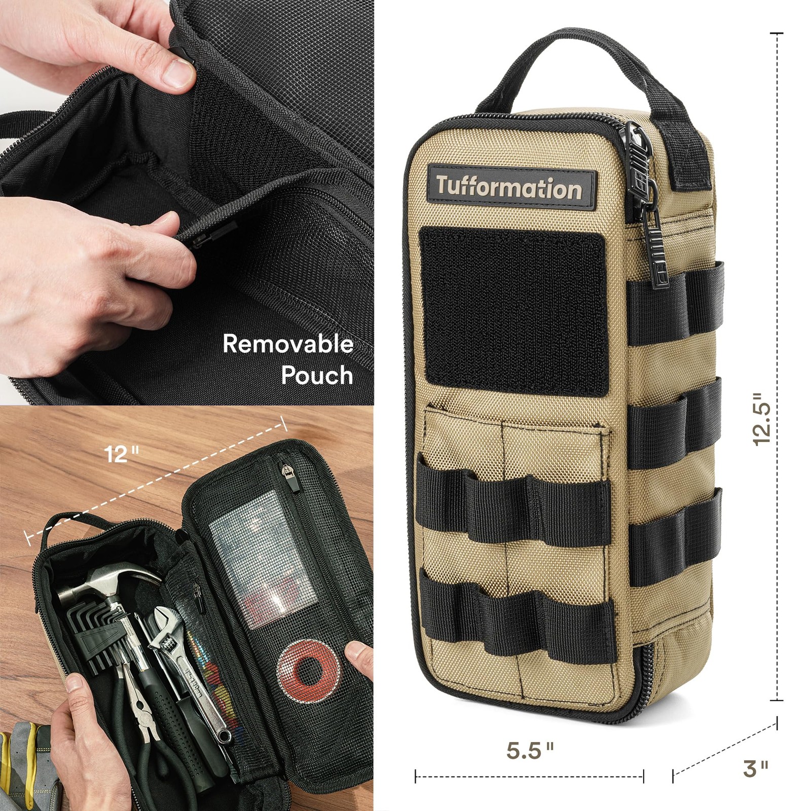 Heavy Duty Small Tool Bag Pouch Portable Utility Organizer Case Zipper Handle