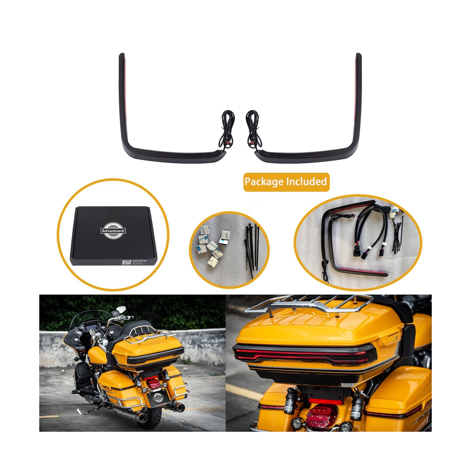 Advanblack Saddlebag Lights LED Hy-per Tail Light Fit for 2014+ Harley Tourin…