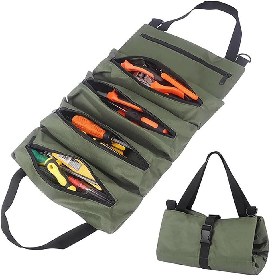 Heavy Duty Tool Roll Organizer Waterproof Oxford Cloth 5 Pockets For Mechanics E