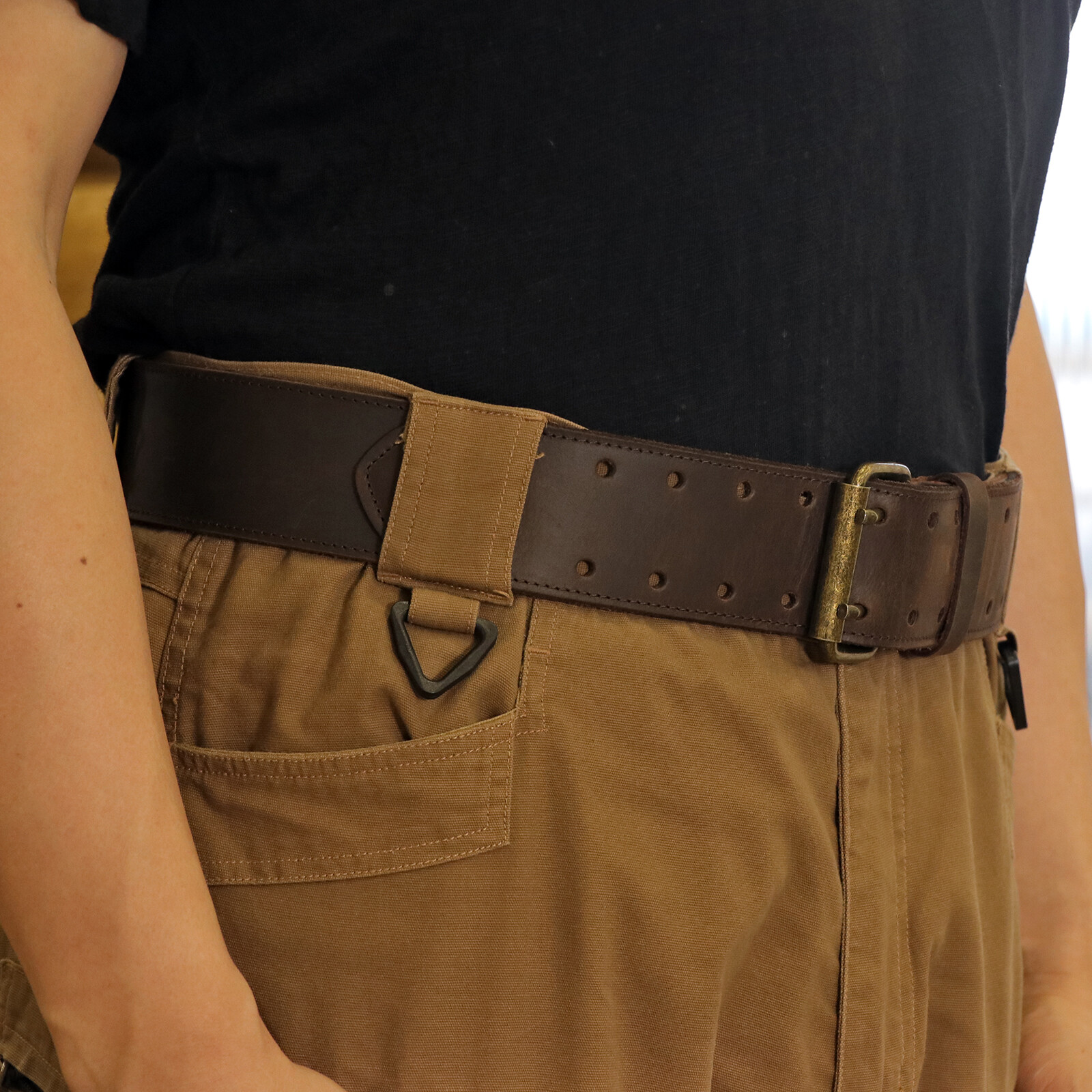 TOURBON Men 2″ Wide Workshop Pouch Holder Tool Carry Buckle Belt Leather Gift US