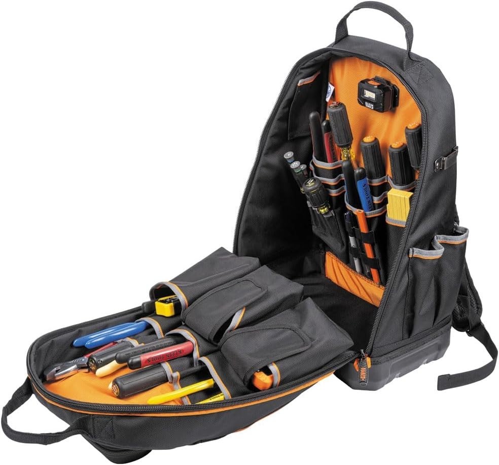 Spacious Tools and Gear Electrician Backpack with Molded Base and LED Support