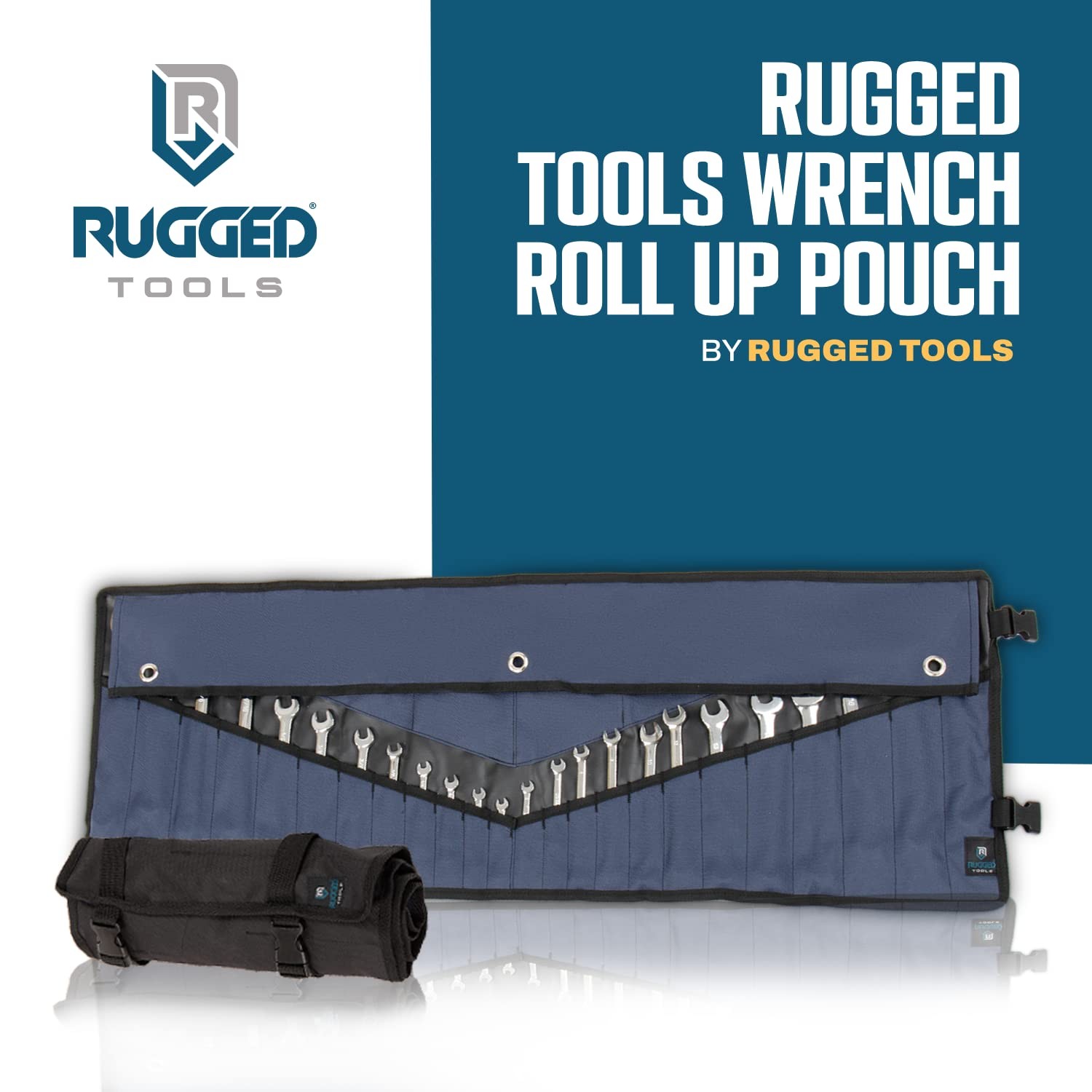 Rugged Tools Wrench Roll Up Pouch – Organizer & Tool Large, Blue
