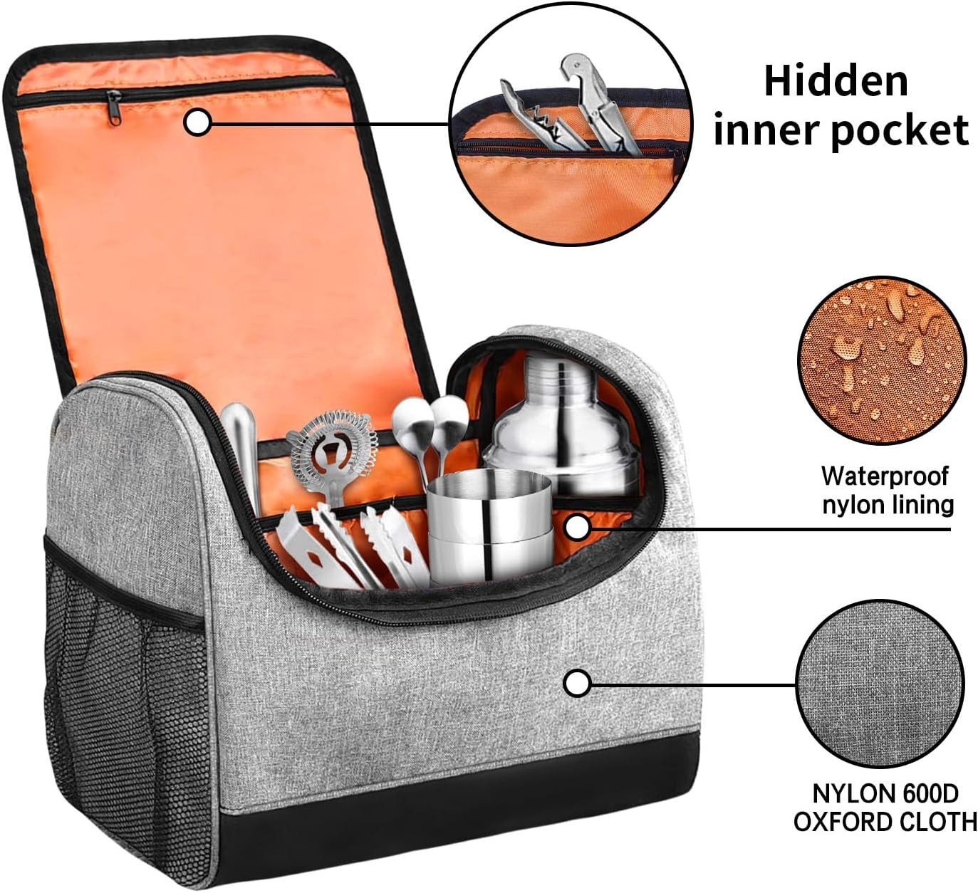 Portable Bartender Bag with Handle – Professional Bar Tool Organizer for Travel
