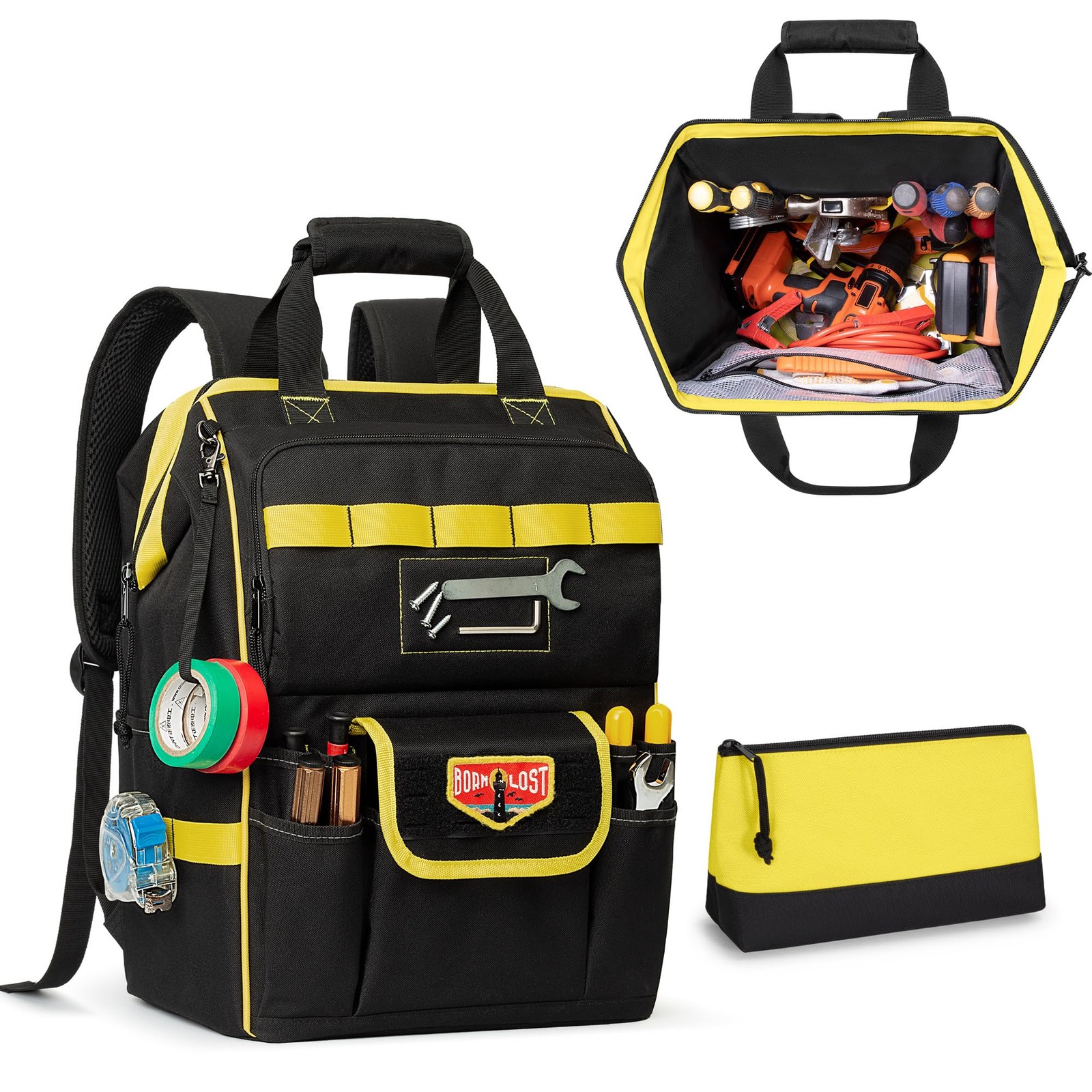 Tool Bag Backpack with Zipper Pouch and Magnetic Attraction Area, Heavy-Duty …