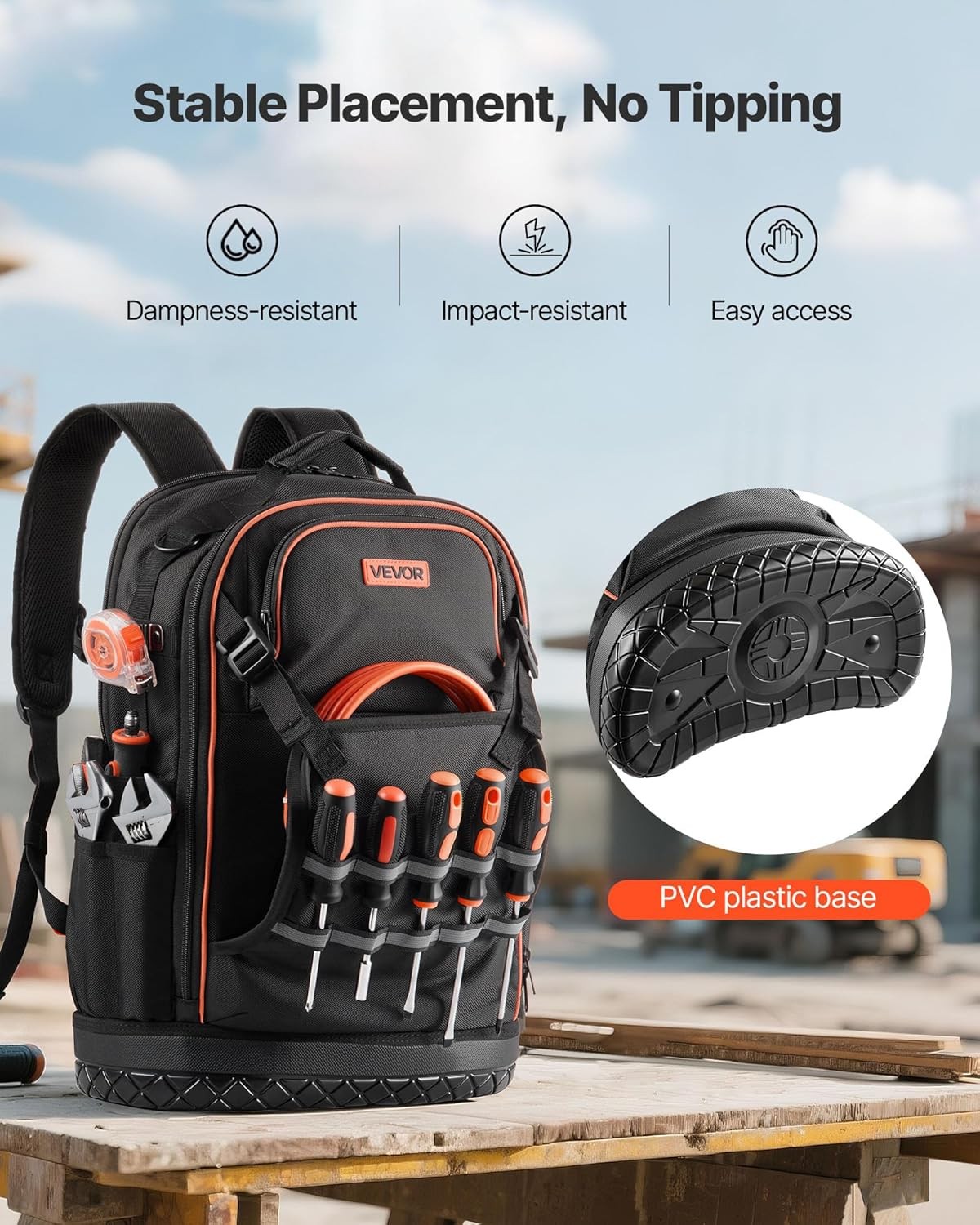 VEVOR Tool Backpack, 65 Pockets, Heavy-duty Tools Storage Organizer Work Bags