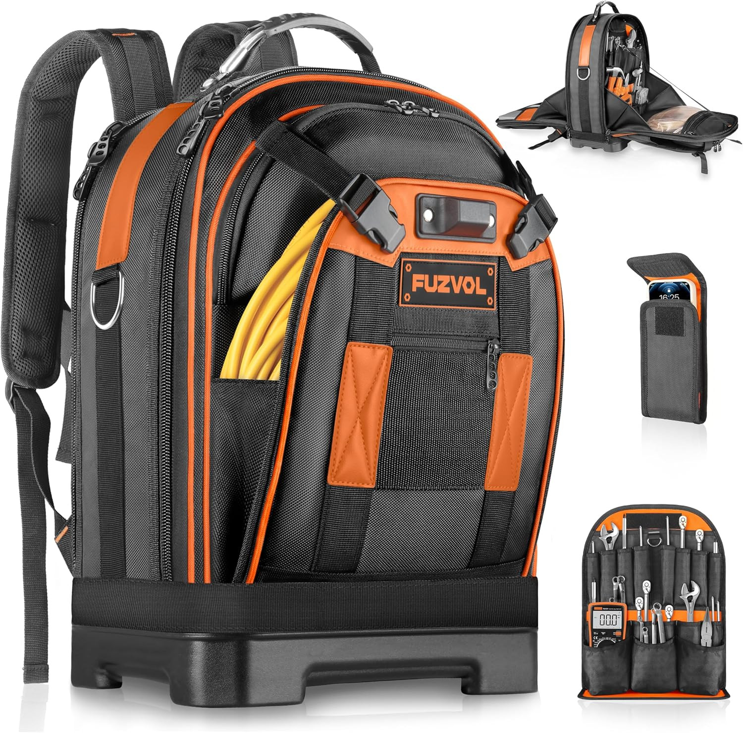 Heavy Duty Tool Backpack with Organizer & Laptop Compartment for Professionals