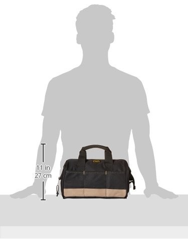 12″ Big Mouth Tool Bag with 14 Pockets – Durable Leather Construction, Organizer