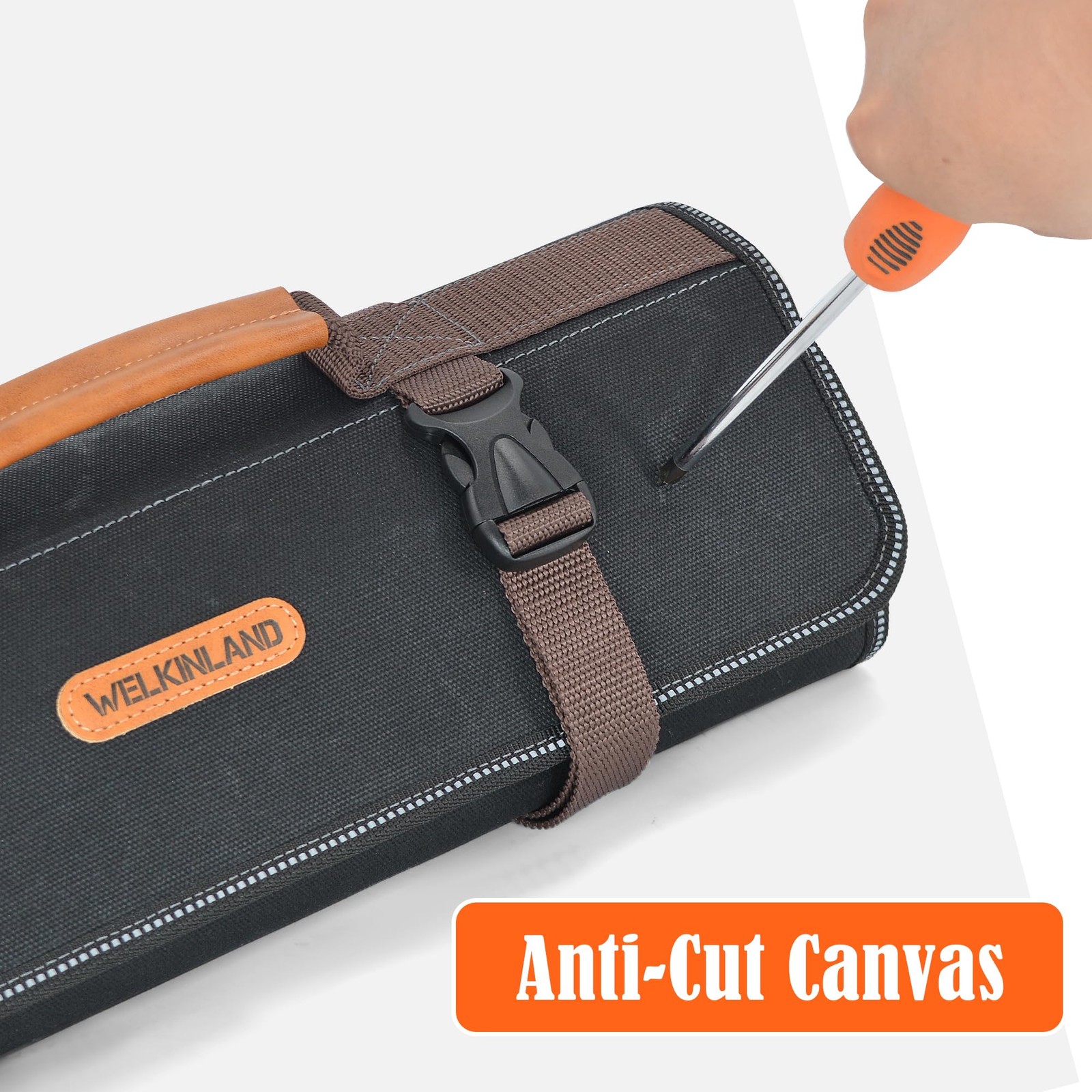 Waxed Canvas Tool Roll 18 Pockets 17″ Heavy-Duty Waterproof – Tool Organizer