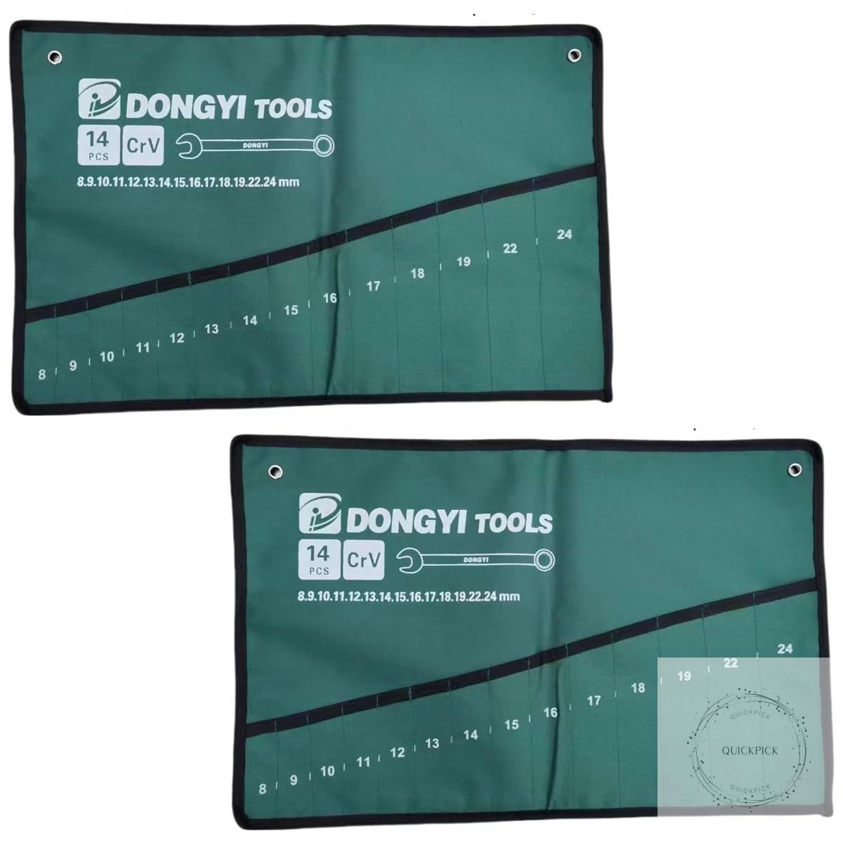 2 Pack Wrench Roll Up Pouch Wrench Set Roll Organizer 14 Pocket Slot Canvas Tool