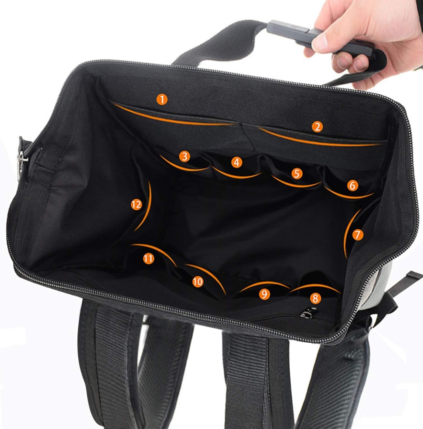 Backpack Tool Bag with Padded Back Support Heavy Duty Tool Kit Carrier
