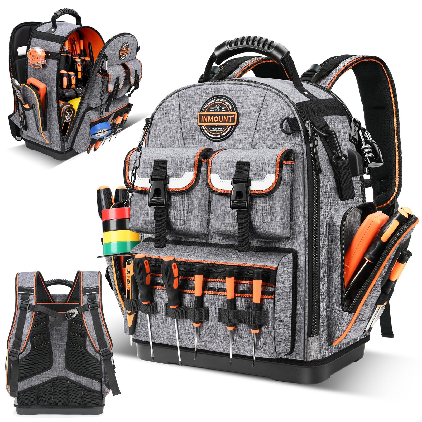Tool Backpack Heavy Duty – Tool Backpack with Molded Base, 1680D Tool Organiz…