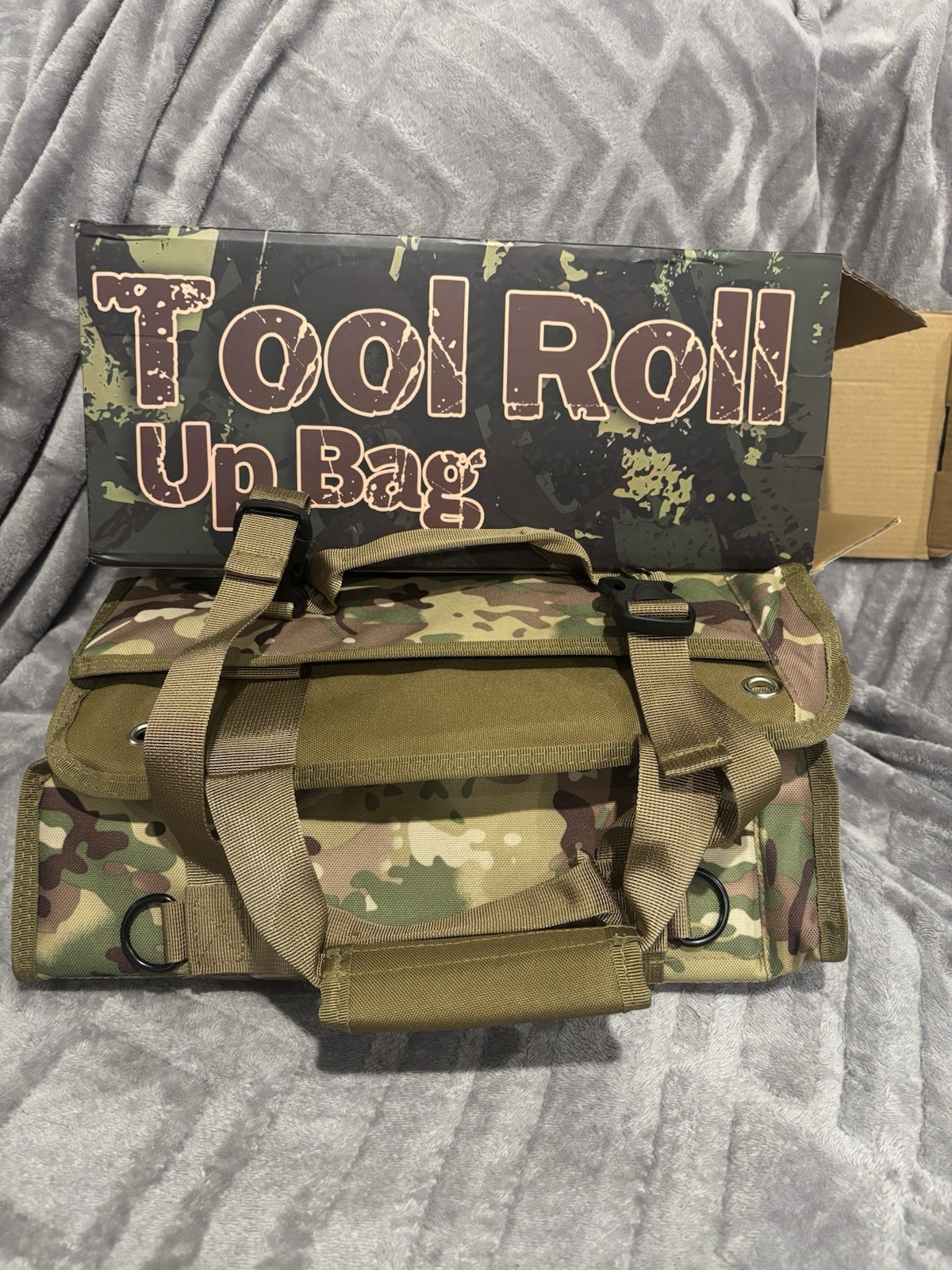 NEW Roll up Camo tool bag organizer with transparent pockets with zippers